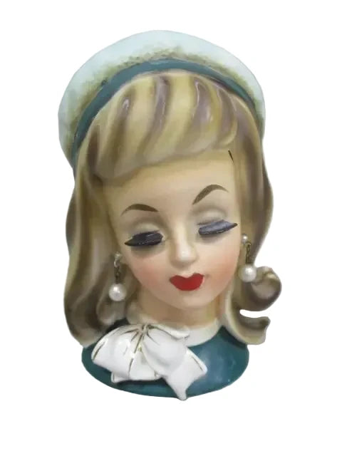 LB7 - Custom Vintage Lady Head Vase - Beaded Tree - 6"