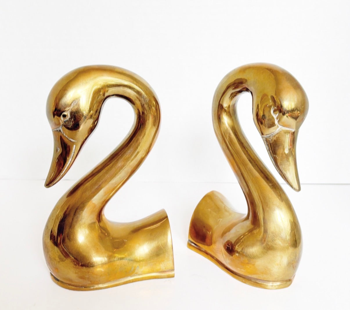K10 Pair of Brass Swan Book Ends