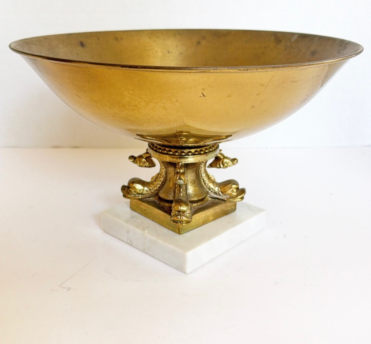 B3- Brass Compote with Dolphin Base