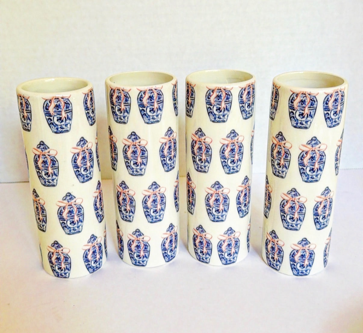 I-4 Bud Vases with Blue and White Ginger Jar - Set of 4