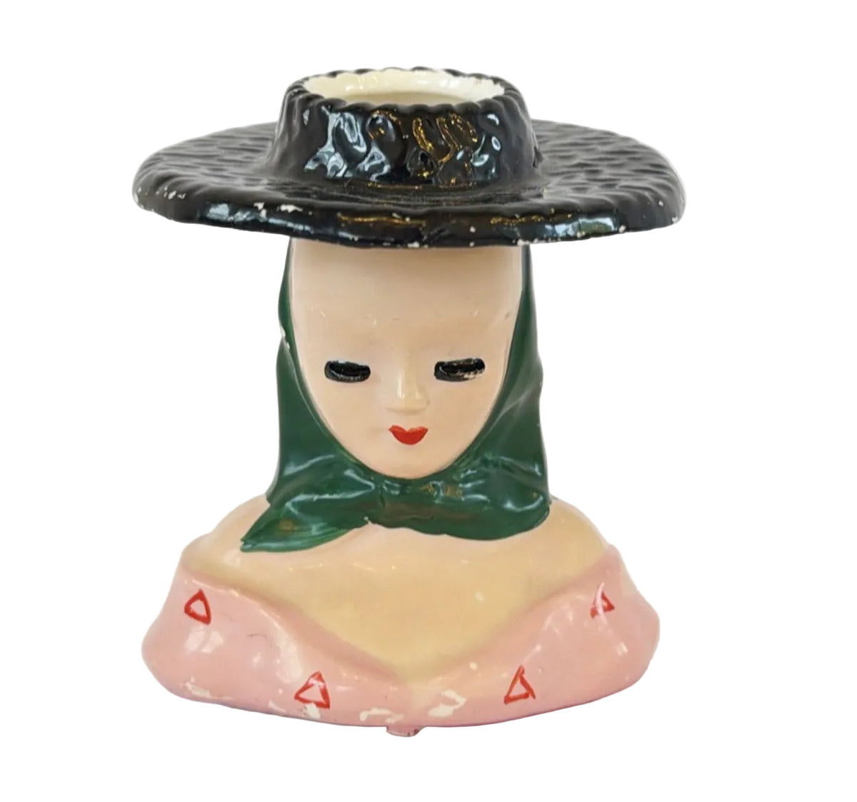 SB2 - Custom Vintage Lady Head Vase - Beaded Tree - 4"