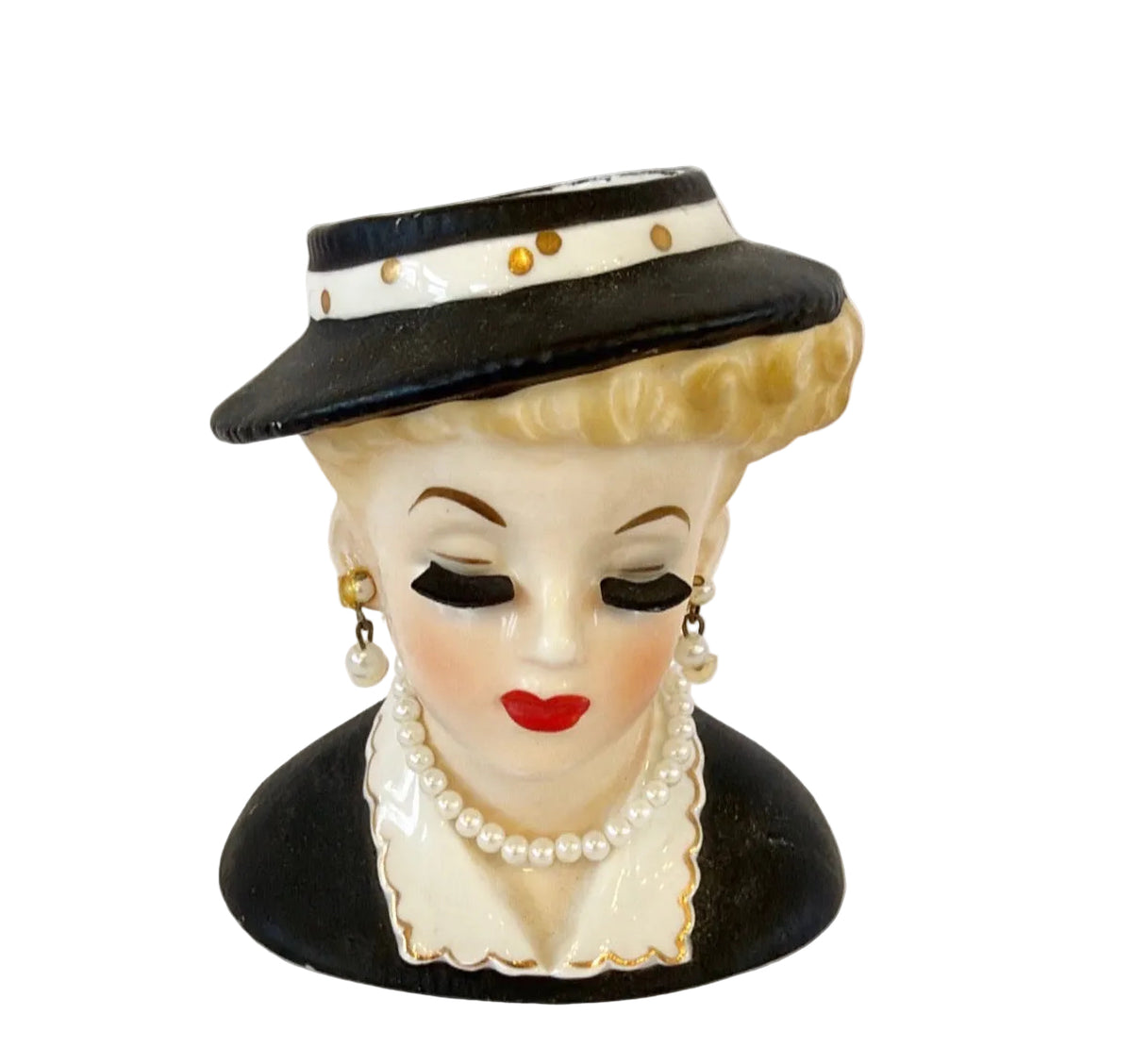 SA1 - Custom Vintage Lady Head Vase - Beaded Tree - 4.5"