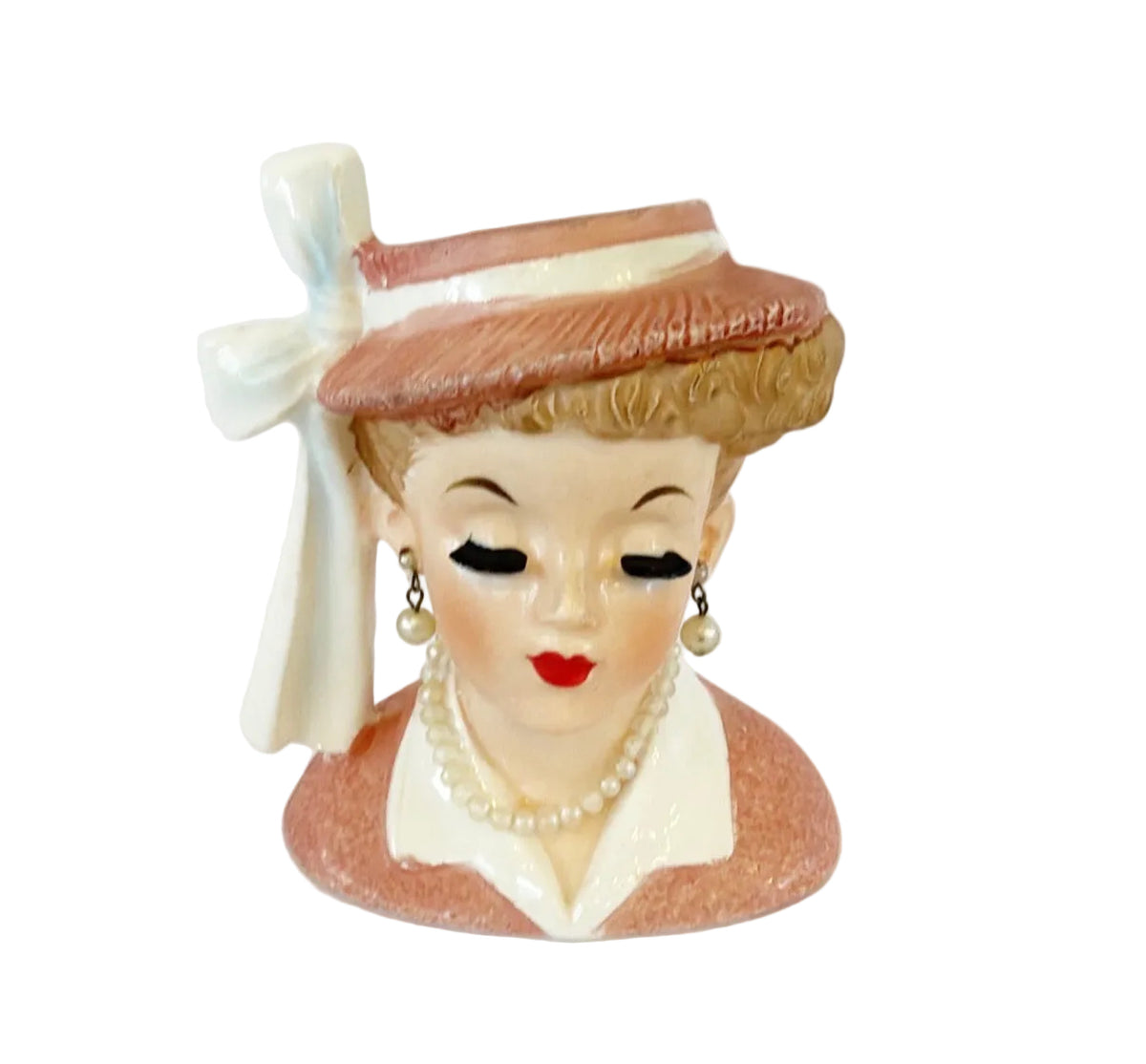 LC8 - Custom Vintage Lady Head Vase - Beaded Tree - 5"