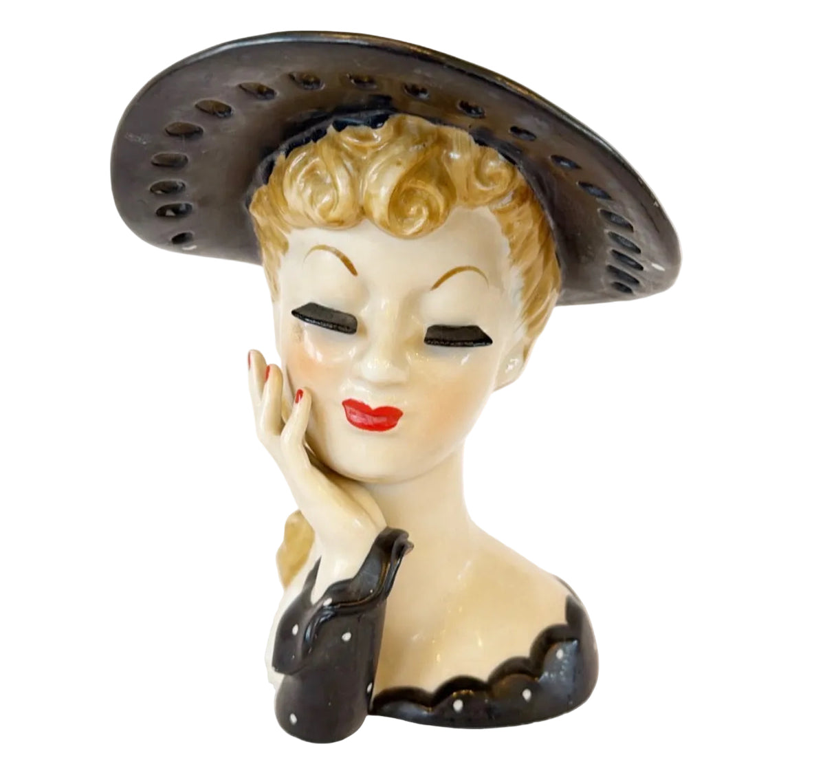 XL4 - Custom Vintage Lady Head Vase - Beaded Tree - 7" (Copy)