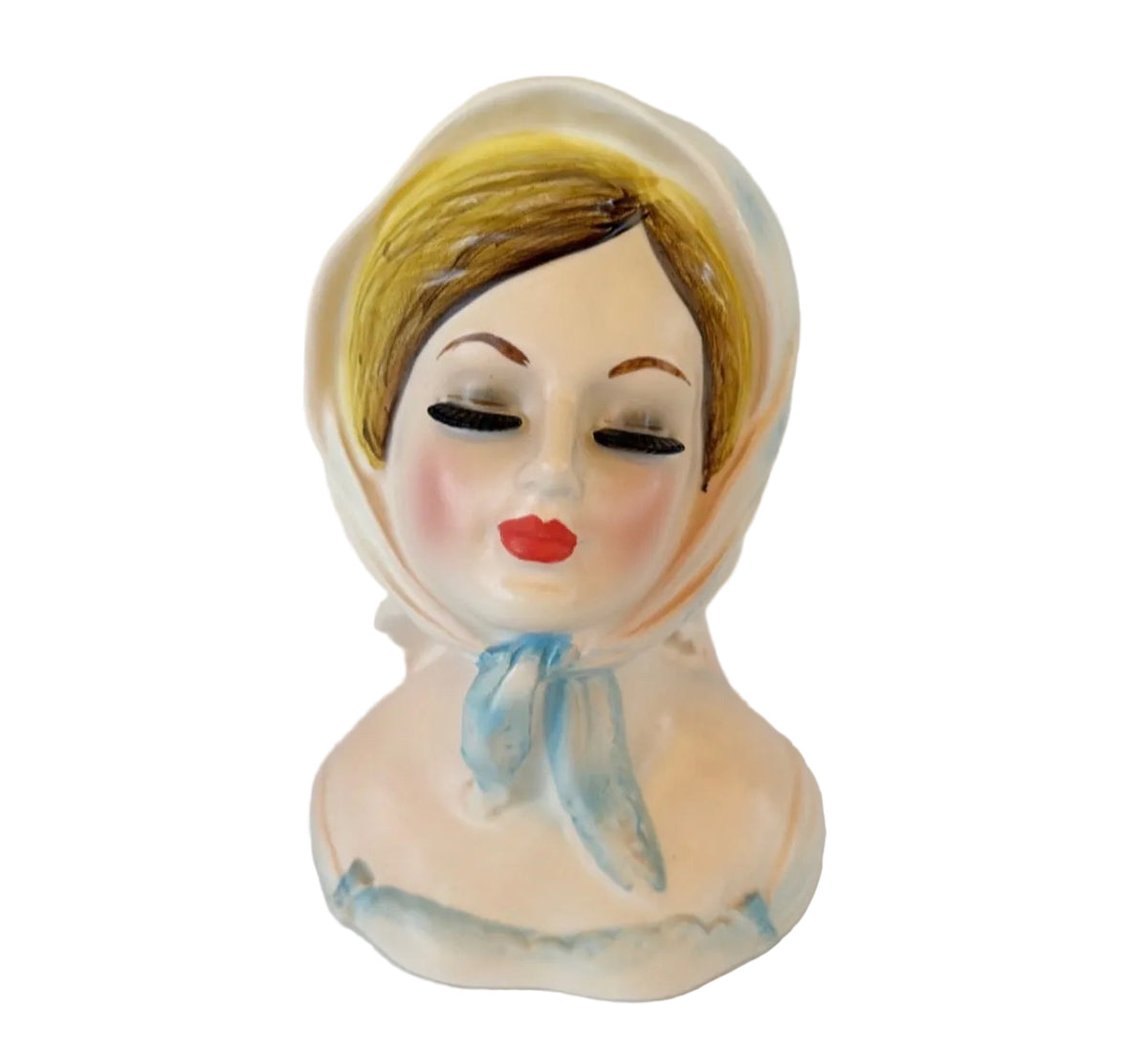 LB11 - Custom Vintage Lady Head Vase - Beaded Tree - 6.5"