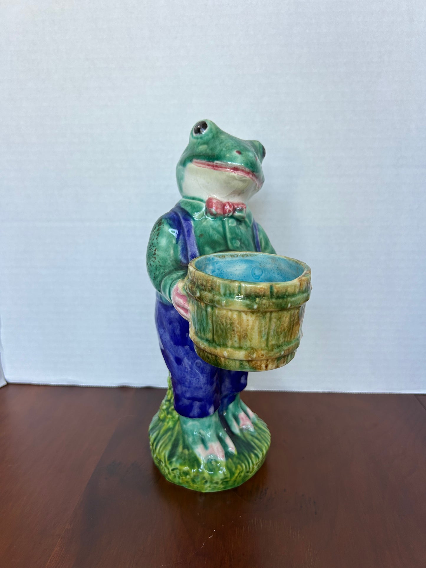 X5 - Vintage French majolica barbotine frog