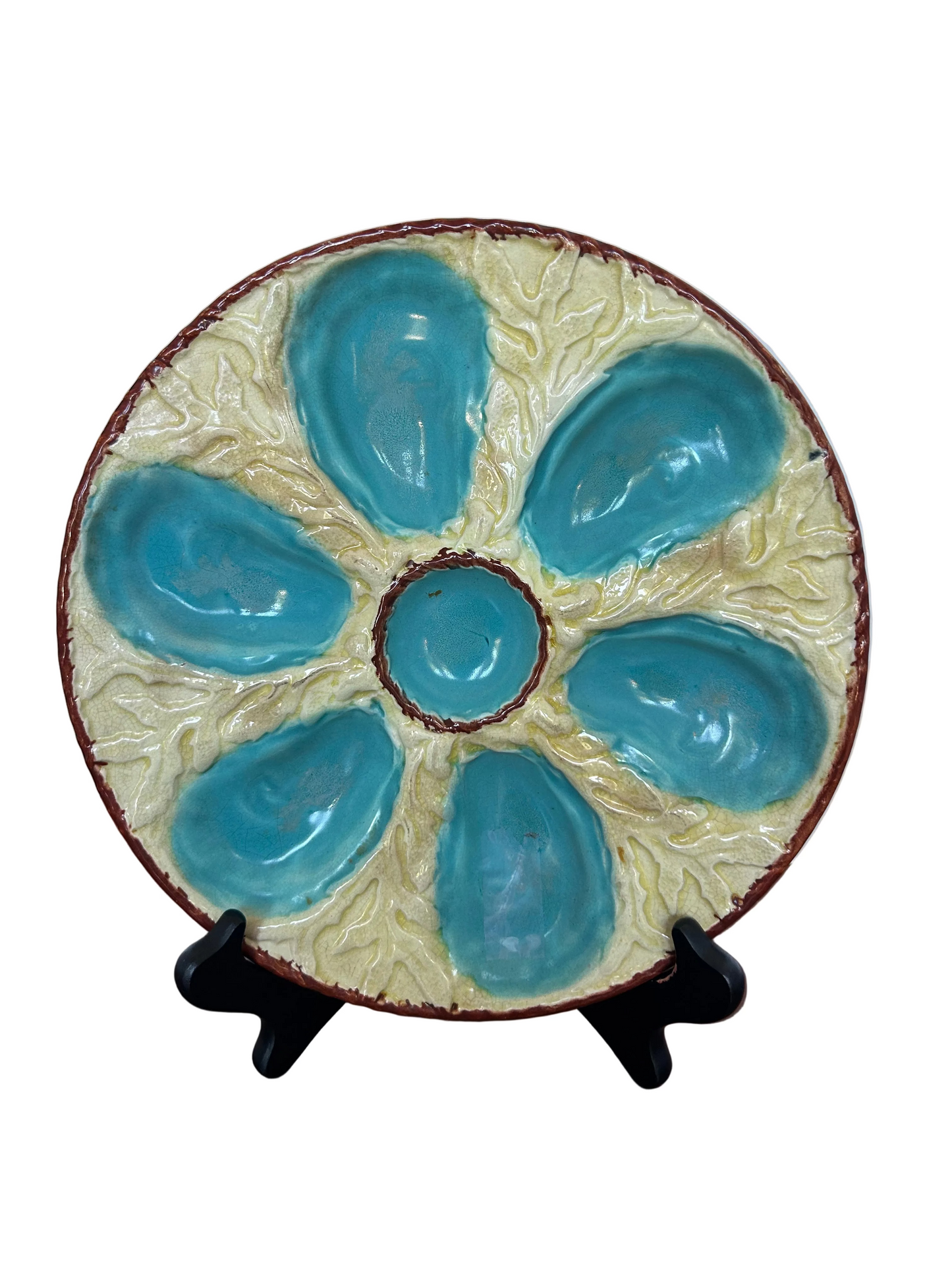 Y10 - English majolica oyster plate