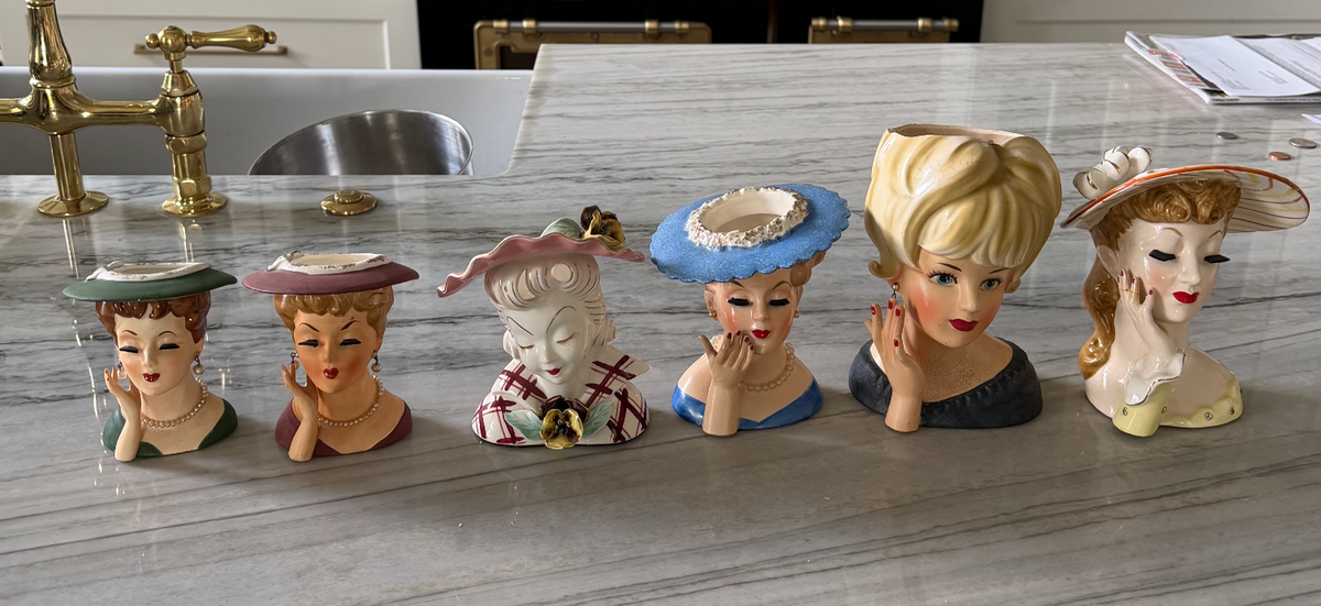 Set of 6 - Custom Lady Head Vases