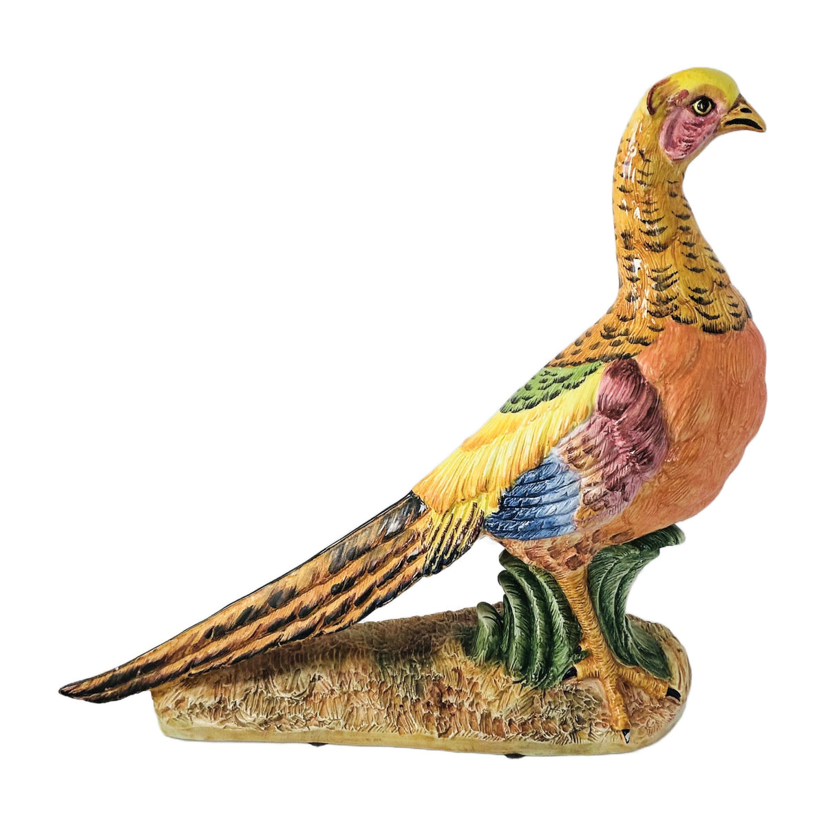 H31 - Large Hand-Painted Ceramic Golden Pheasant Figurine – Italian Style Bird Sculpture