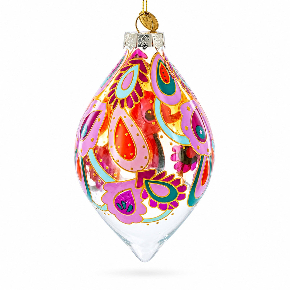 Copper Paisley Teardrop Glass Ornament