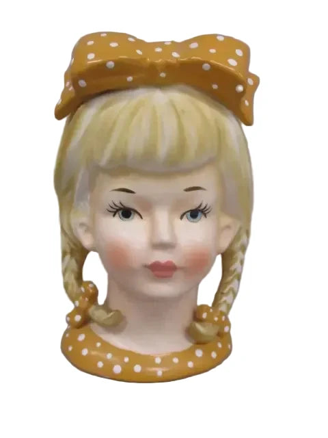 LB4- Custom Vintage Lady Head Vase - Beaded Tree - 5.5"