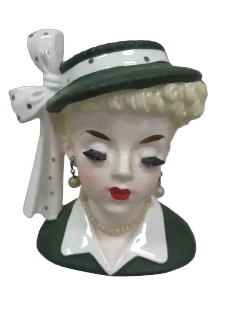 LC5- Custom Vintage Lady Head Vase - Beaded Tree - 5.5"