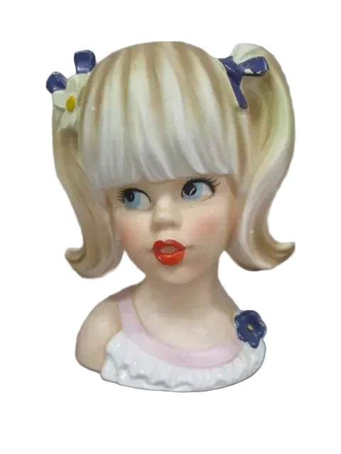 LC4- Custom Vintage Lady Head Vase - Beaded Tree - 5.5"