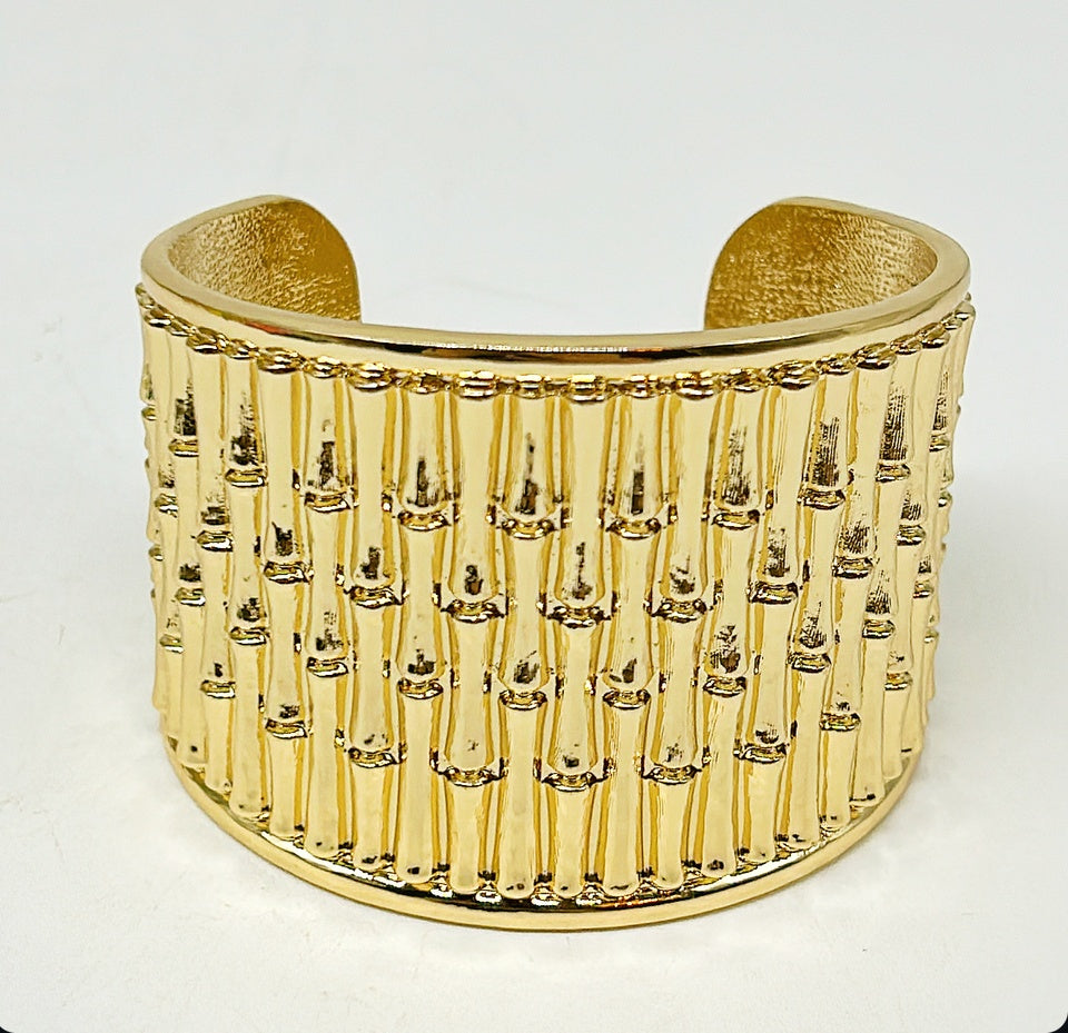 "The Lydia" - Statement Bamboo Cuff - Gold Plated Bamboo Cuff