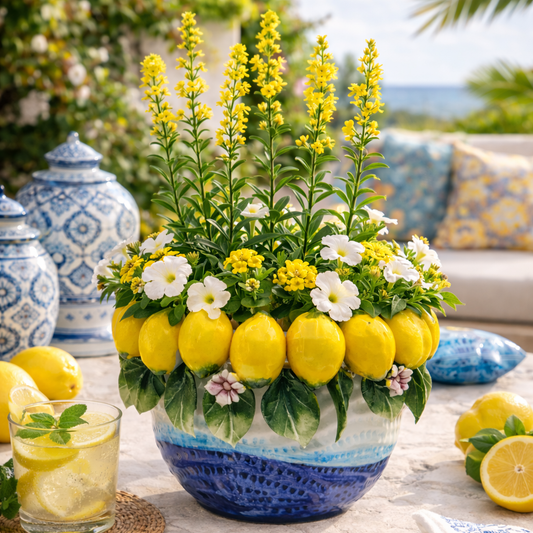 Italian Ceramic Lemon Decorative Vase 12cm