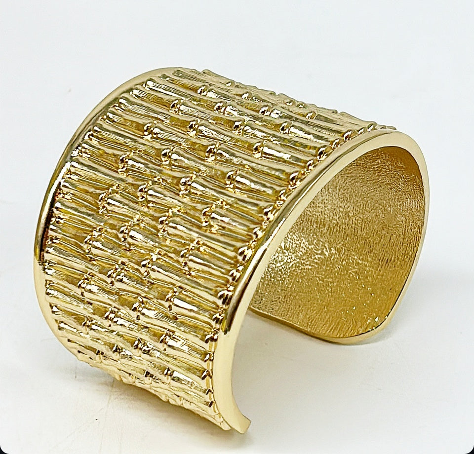 "The Lydia" - Statement Bamboo Cuff - Gold Plated Bamboo Cuff