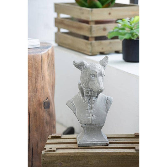 5.5x4.5x10.5" Gray Cement Dog Bust Accent