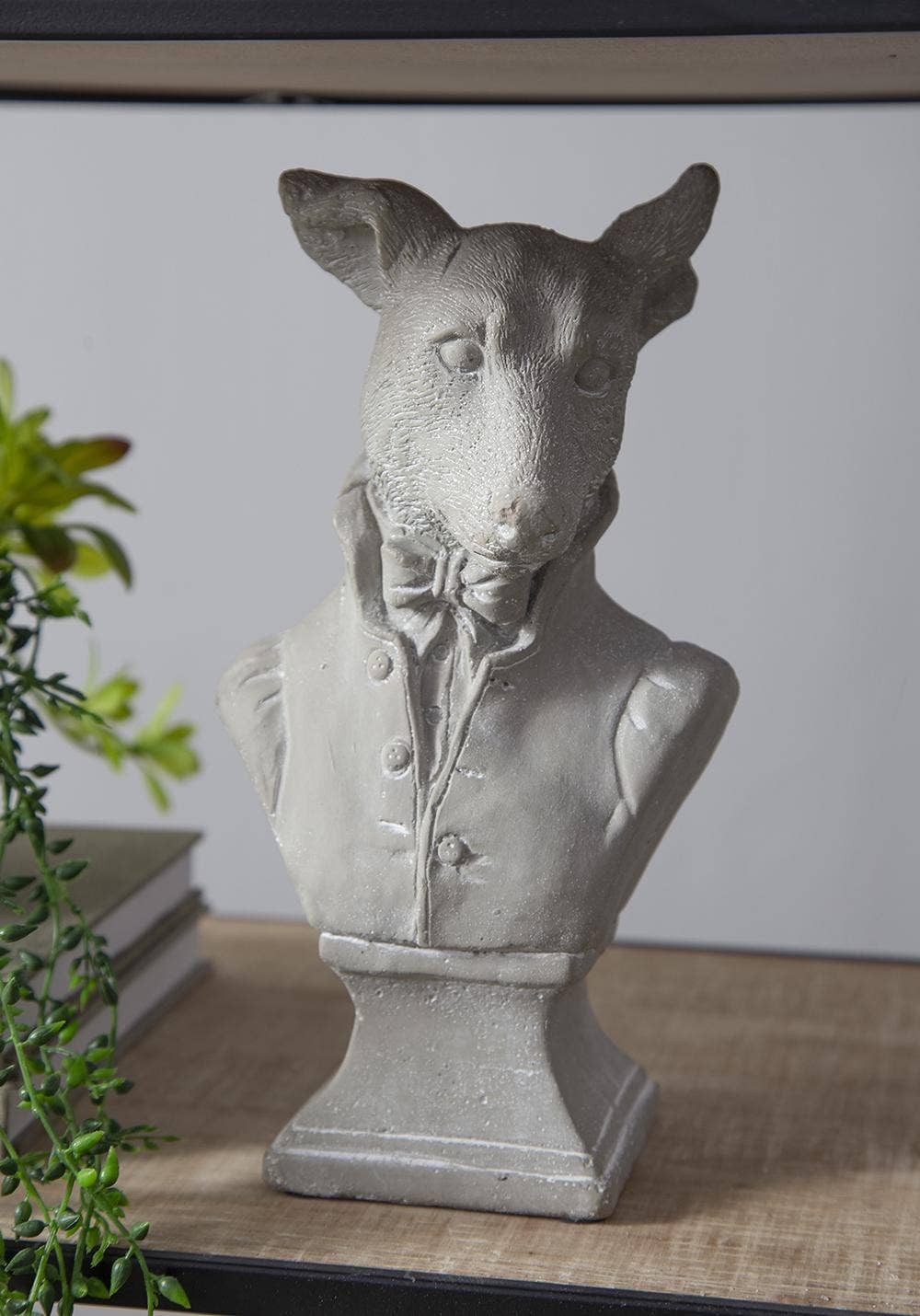 5.5x4.5x10.5" Gray Cement Dog Bust Accent