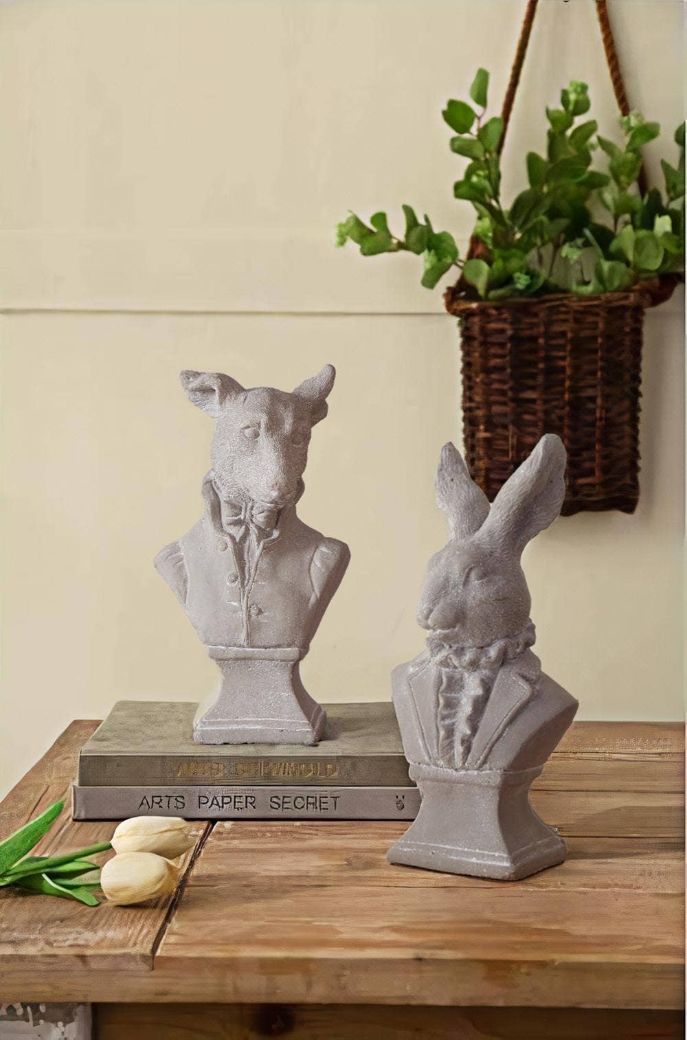 5.5x4.5x10.5" Gray Cement Dog Bust Accent