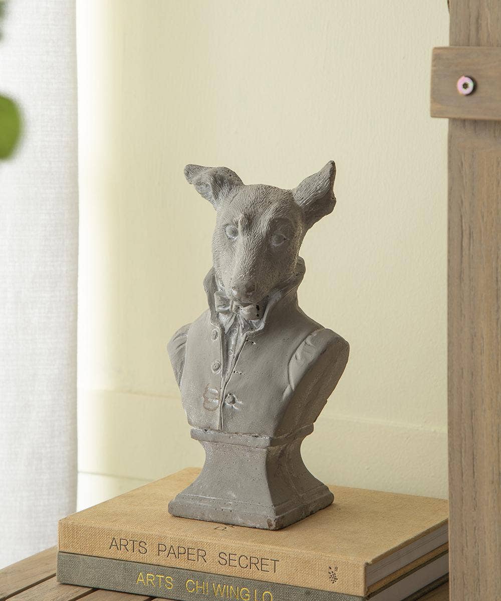 5.5x4.5x10.5" Gray Cement Dog Bust Accent