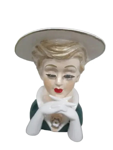 LC6 - Custom Vintage Lady Head Vase - Beaded Tree - 6"