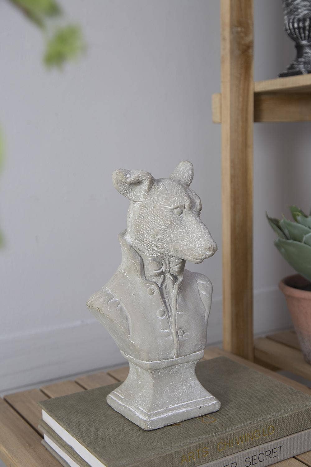 5.5x4.5x10.5" Gray Cement Dog Bust Accent