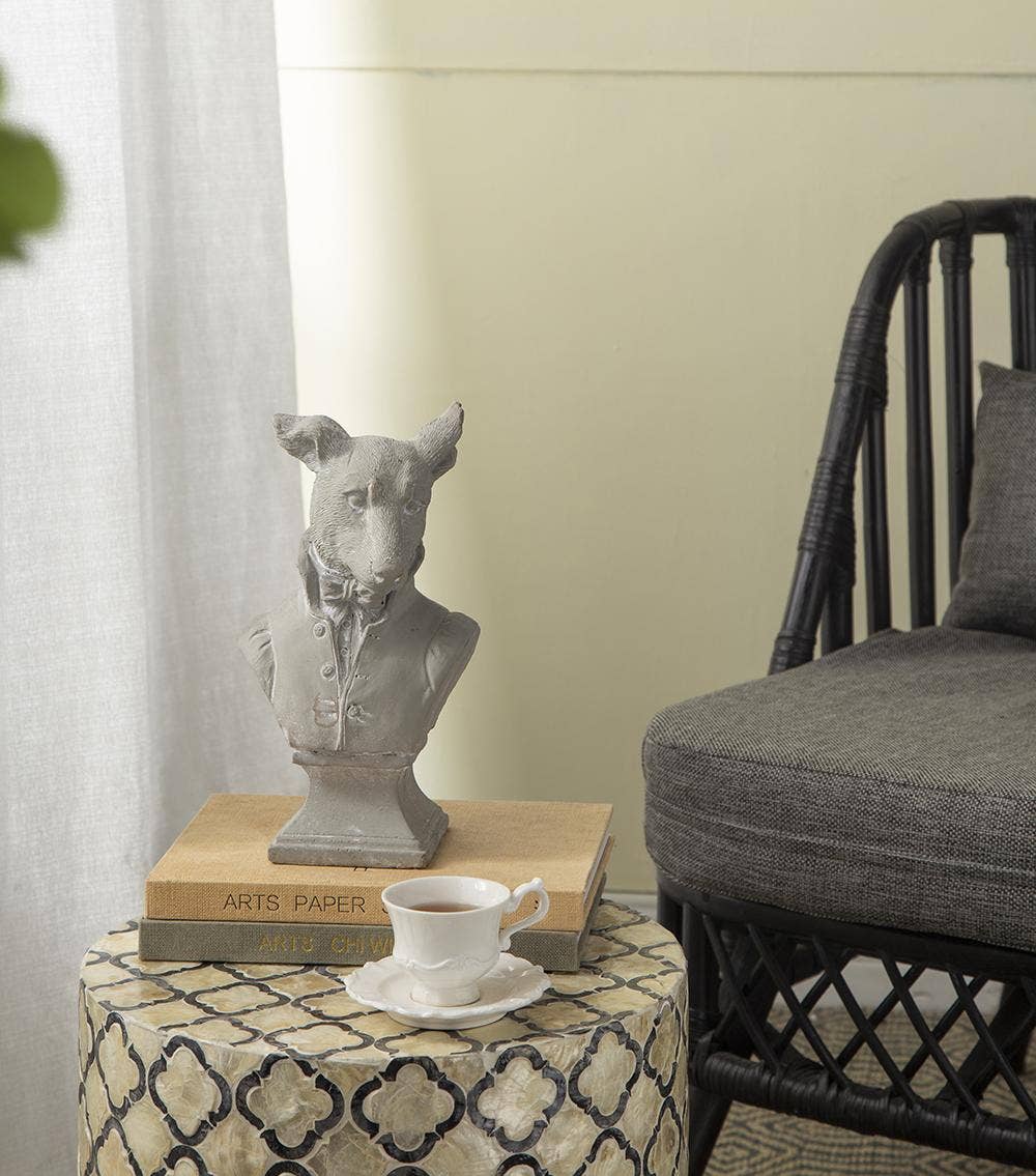 5.5x4.5x10.5" Gray Cement Dog Bust Accent