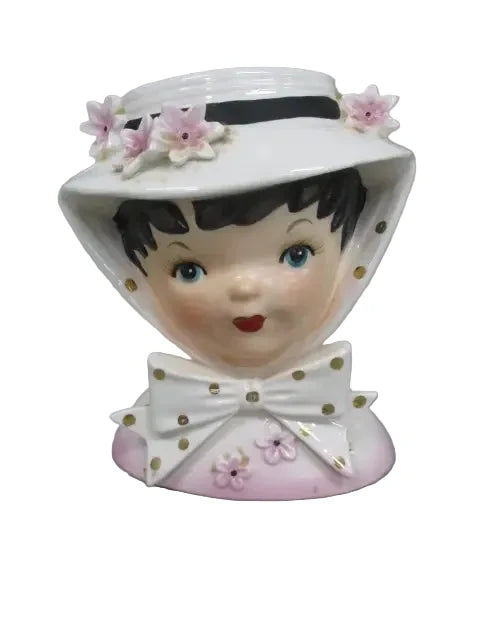 MB4 - Custom Vintage Lady Head Vase - Beaded Tree -  4.5"
