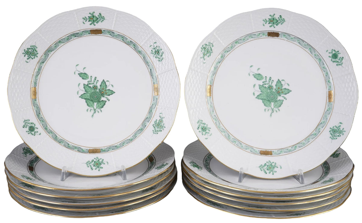 Herend - Chinese Bouquet - Set of 4 Dinner Plates - Green