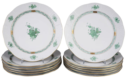 Herend - Chinese Bouquet - Set of 4 Dinner Plates - Green