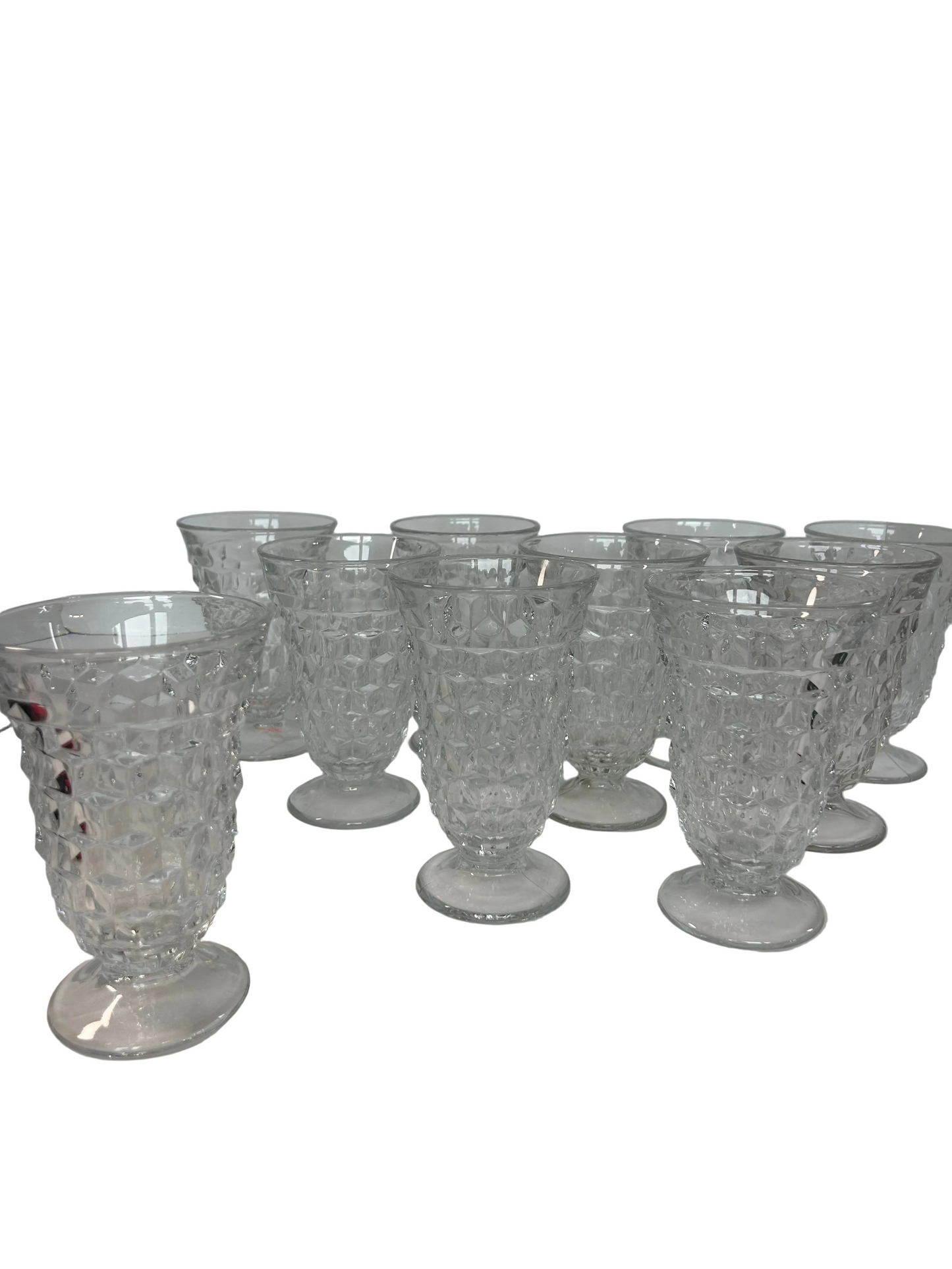 B3 - Set of 10 - Fosteria American Clear Footed Ice Tea Glasses
