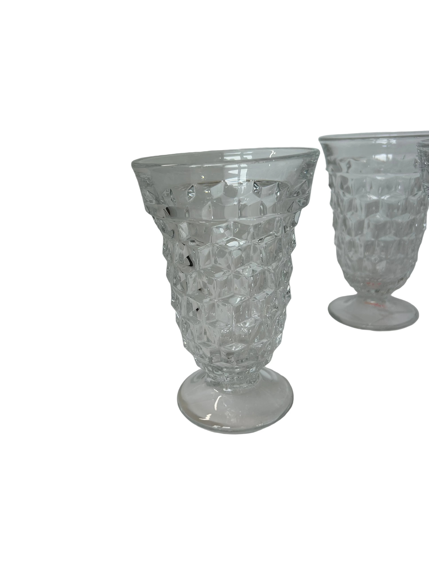 B3 - Set of 10 - Fosteria American Clear Footed Ice Tea Glasses