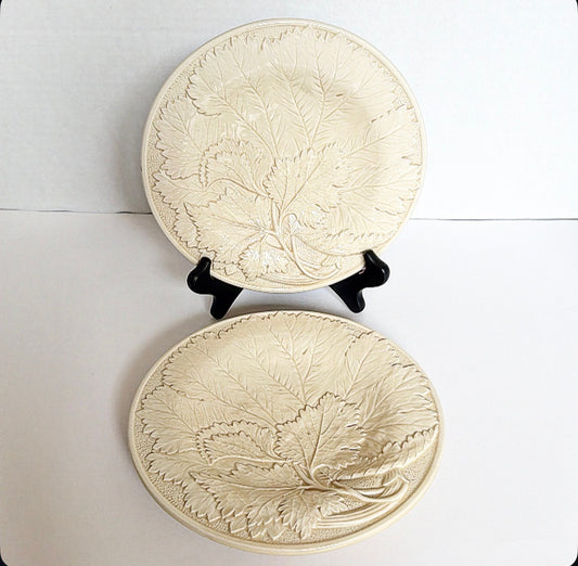 K5 - Italian Creamware - Majolica - Leaf Patter - Pair