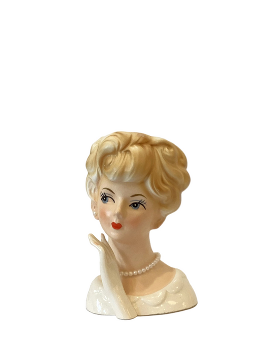 Pre Order - Custom Vintage Lady Head Vase - Beaded Tree