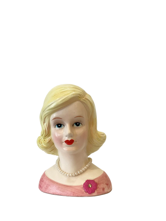 Pre Order  - Custom Vintage Lady Head Vase - Beaded Tree