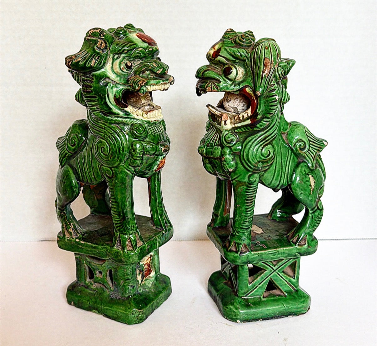 W11 - Pair of Antique Foo Dogs