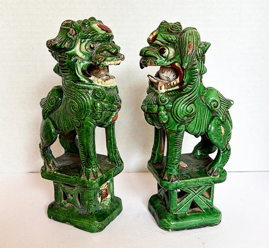 W11 - Pair of Antique Foo Dogs