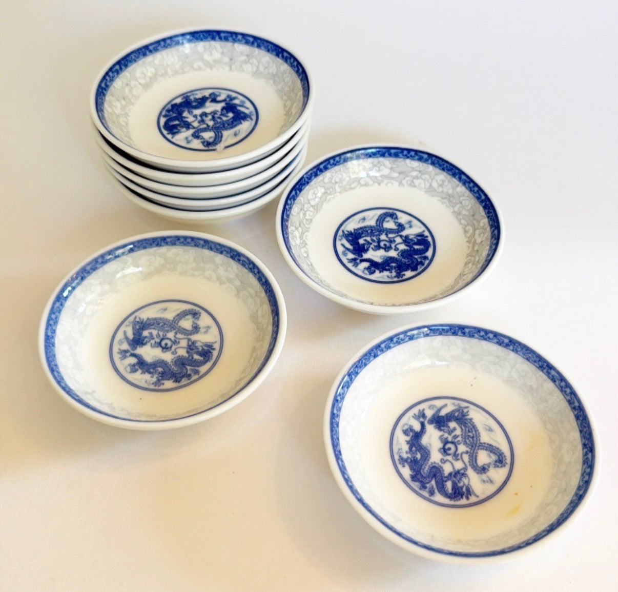 G5- Salt Bowls - Blue and White - S/8