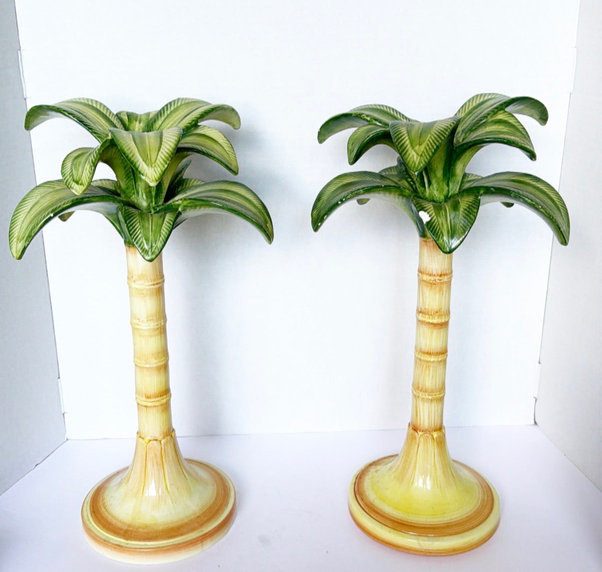 M8 - Pair of Vietri Palm Candle sticks - Nicks Small