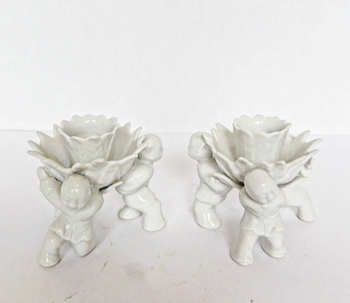 R3 - Pair of Blance De Chine Candle Holders