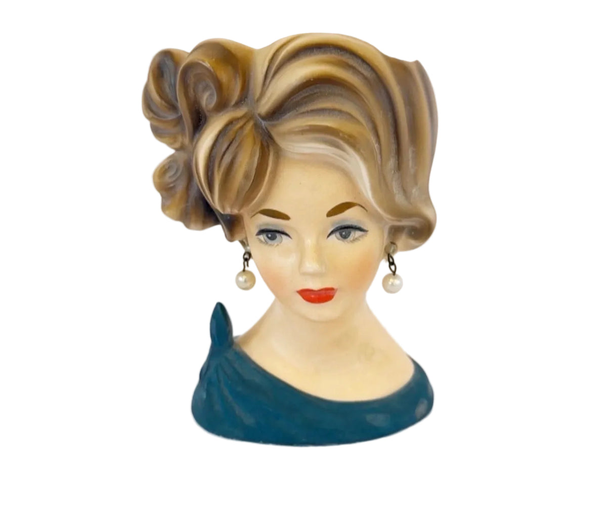 LN2 - Custom Vintage Lady Head Vase - Beaded Tree - 6"