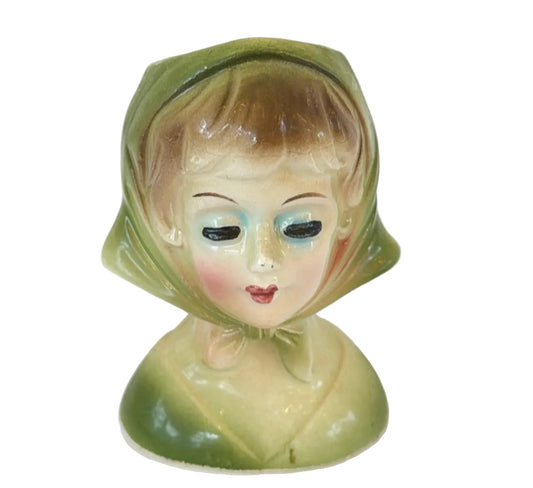 SB1 - Custom Vintage Lady Head Vase - Beaded Tree - 3.5"