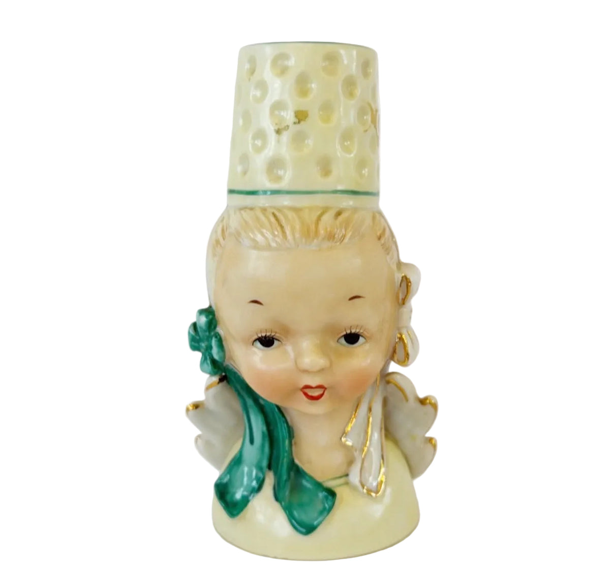 MB5 - Custom Vintage Lady Head Vase - Beaded Tree - 6"