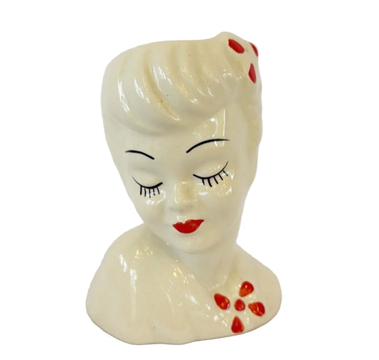 MB6 - Custom Vintage Lady Head Vase - Beaded Tree - 5.5"