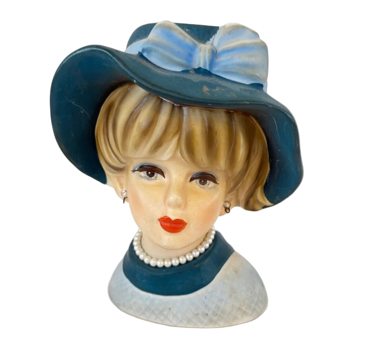 LB10 - Custom Vintage Lady Head Vase - Beaded Tree - 6"