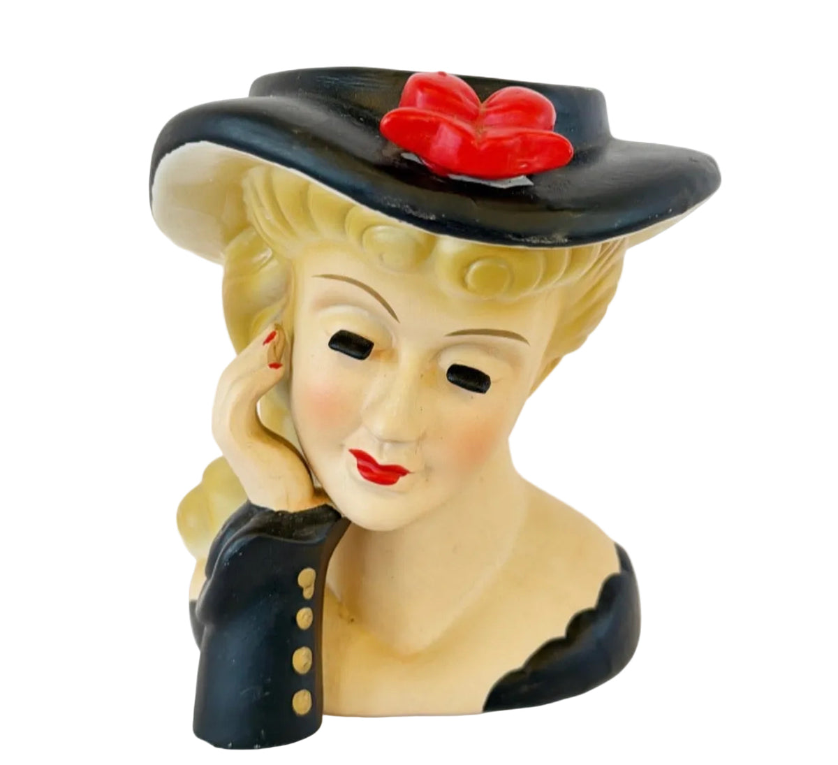 XL3 - Custom Vintage Lady Head Vase - Beaded Tree - 7"
