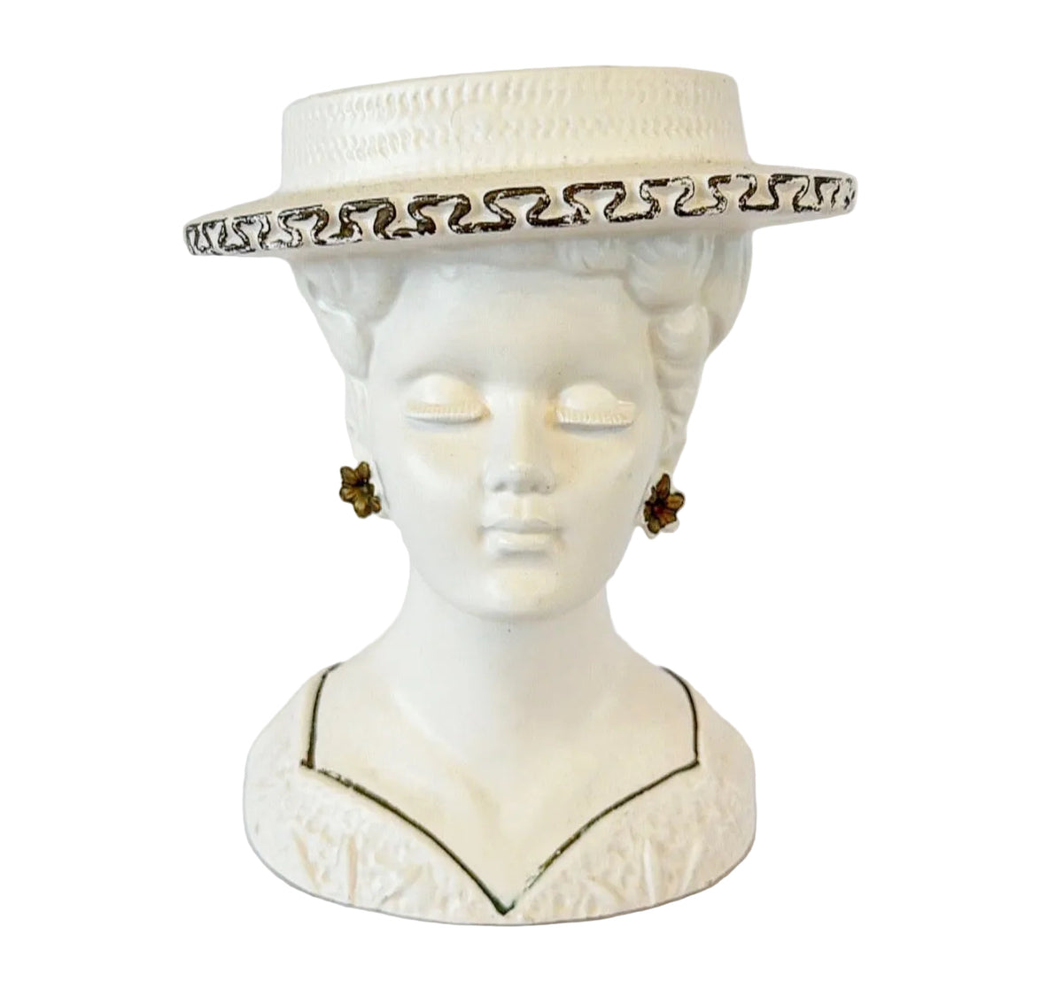XL4 - Custom Vintage Lady Head Vase - Beaded Tree - 7"