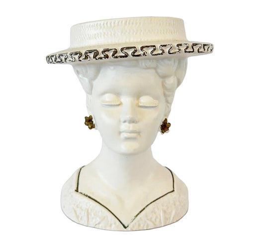 XL4 - Custom Vintage Lady Head Vase - Beaded Tree - 7"