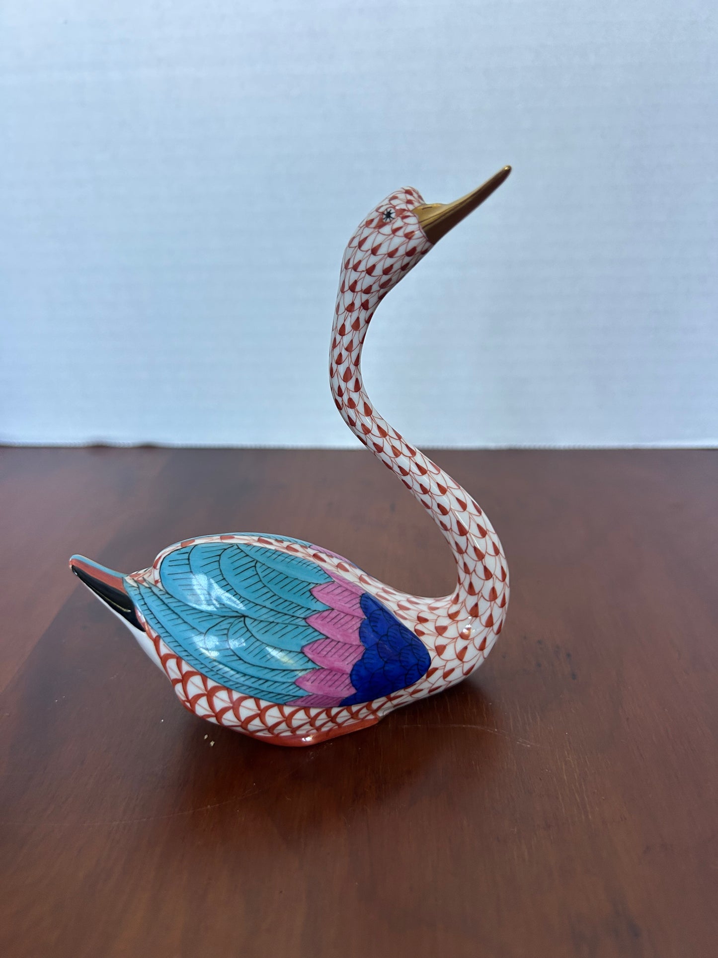 Y7 - Herend porcelain swan figurine - Rust
