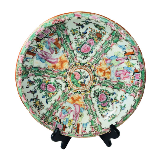 H45 - Antique Chinese Rose Medallion Deep Plate – 19th Century Famille Rose Export Porcelain